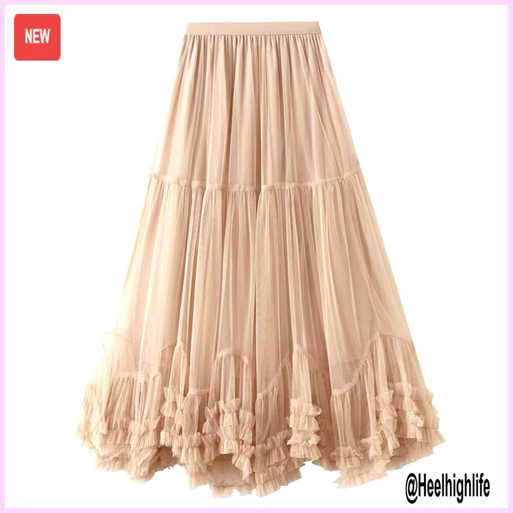 Women's Maxi Tulle Skirt in Blush